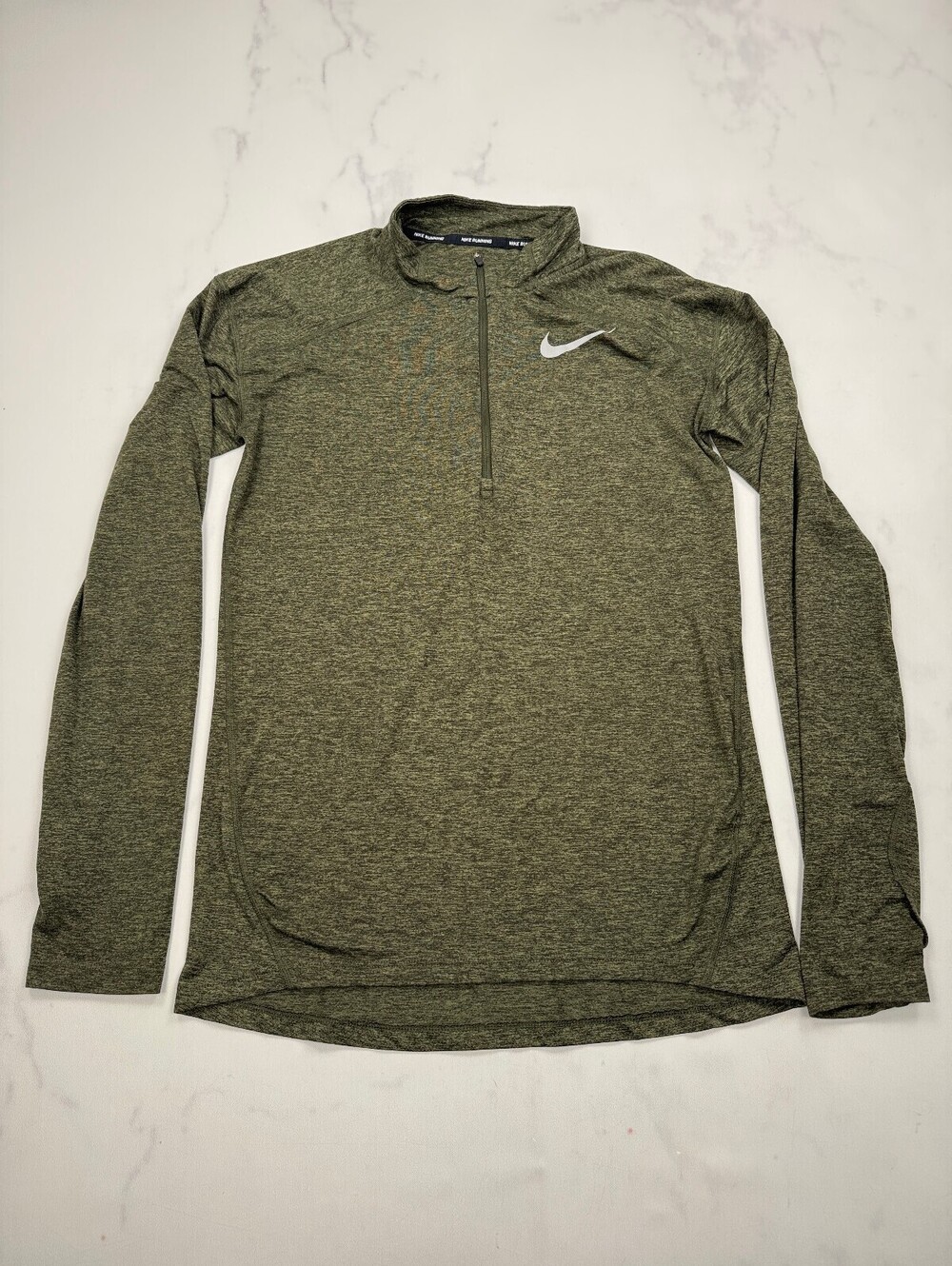 Nike Dri-Fit Pullover Shirt Olive 2010s Minimalist Adjustable - Mens S